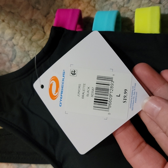 O'Rageous Black Swim Top with Neon - Picture 2 of 2